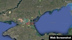 Місіце розташування Чонгарського мосту на сервісі Google maps. Скріншот