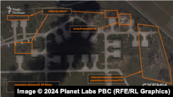 Супутникові знімки Planet Labs за 19 квітня 2024 року, на яких видно наслідки ракетних ударів по аеродрому Джанкой у Криму