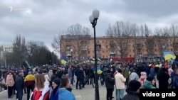 Протест мешканців Херсона проти російської окупації міста. 5 березня 2022 року