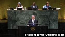 Президент України Петро Порошенко під час виступу на Генеральній асамблеї ООН. Нью-Йорк, 26 вересня 2018 року