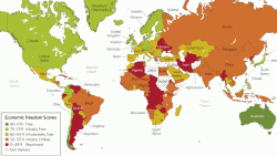 2015 жылғы экономикалық еркіндік индексі картасы.