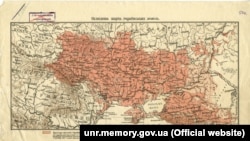 Мапа українських земель, надрукована у Відні приблизно у 1900 році