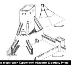 Варіант графічної реконструкції верхньої частини Тягинської фортеці