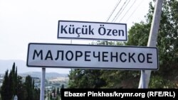 Покажчик біля села Малоріченське, історична назва Кучук-Узень. Крим, червень 2019 року