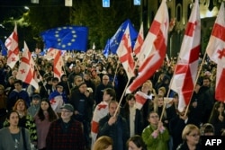 Митинг в преддверии парламентских выборов в Тбилиси, 20 октября 2024 года