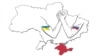 Ukraine -- Ukraine map russia hands flag flags Crimea, Kyiv, 02Apr2014