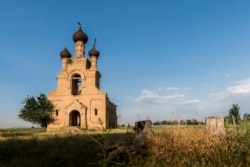 Ескі шіркеу алдында қиылған ағаштардың тұқылы байқалады. Дербісек ауылы, Сарыағаш ауданы, Түркістан облысы. 5 маусым 2020 жыл.