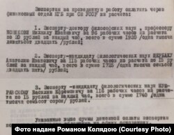 Наказ про оплату членам експертної комісії у справі Петра Колесника