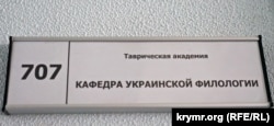 Табличка на дверях кафедри української філології Таврійської Академії КФУ