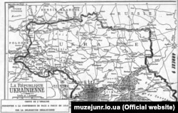 Мапа України, яку використовували на Паризькій мирній конференції