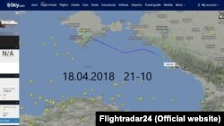 Сайт Flightradar24, переліт літака Airbus 320-212 YK-BAG 18 квітня з Сімферополя до Сочі