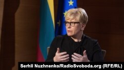 Прем’єр-міністерка Литви Інгріда Шимоніте під час запису програми «Суботнє інтерв'ю»